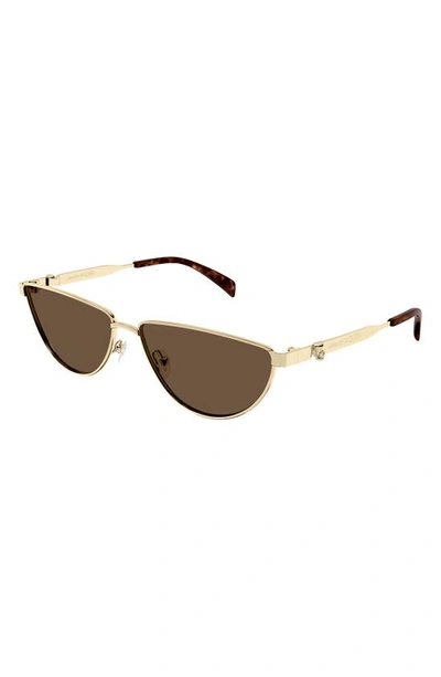 Shop Alexander Mcqueen 60mm Cat Eye Sunglasses In Gold