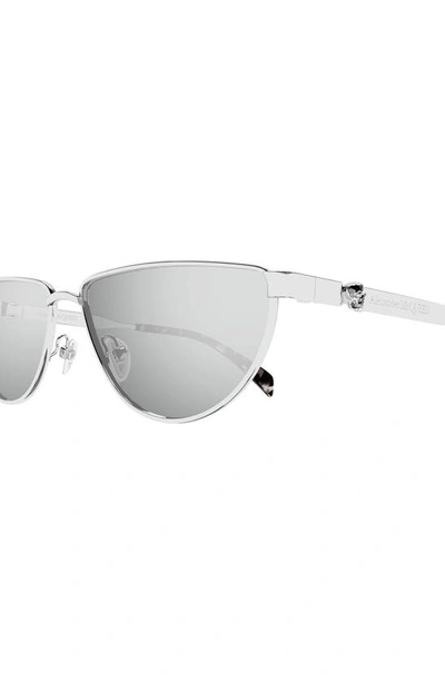 Shop Alexander Mcqueen 60mm Cat Eye Sunglasses In Silver