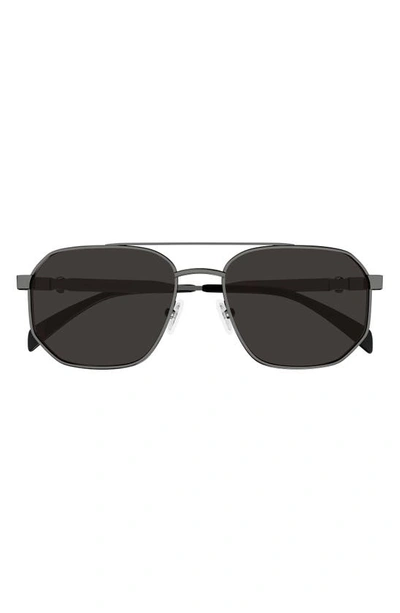 Shop Alexander Mcqueen 58mm Pilot Sunglasses In Ruthenium