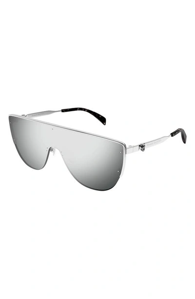 Shop Alexander Mcqueen 99mm Oversize Mask Sunglasses In Silver