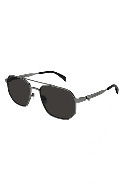 Shop Alexander Mcqueen 58mm Pilot Sunglasses In Ruthenium