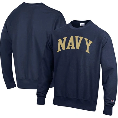Shop Champion Navy Navy Midshipmen Arch Reverse Weave Pullover Sweatshirt