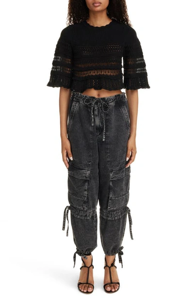 Shop Isabel Marant Étoile Ivy Cargo Jogger Jeans In Faded Black