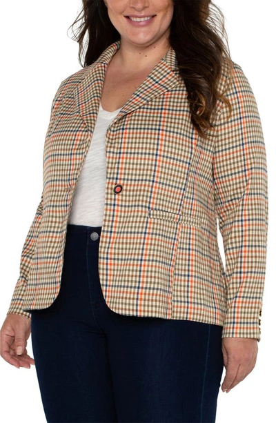 Shop Liverpool Los Angeles Fitted Plaid Blazer In Lava Flow Multi