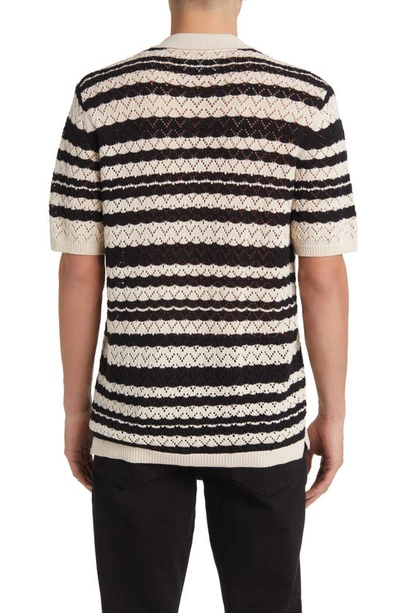 Shop Nn07 Henry Stripe Pointelle Short Sleeve Organic Cotton Sweater In Off White