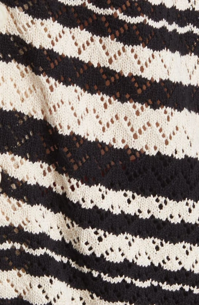Shop Nn07 Henry Stripe Pointelle Short Sleeve Organic Cotton Sweater In Off White
