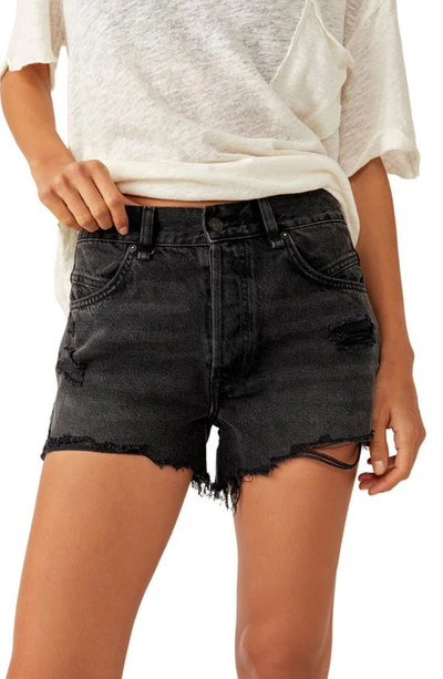Free People Now Or Never Ripped Denim Cutoff Shorts In Zodiac