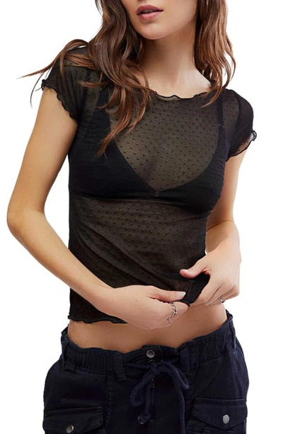 Shop Free People On The Dot Mesh Baby Tee In Black