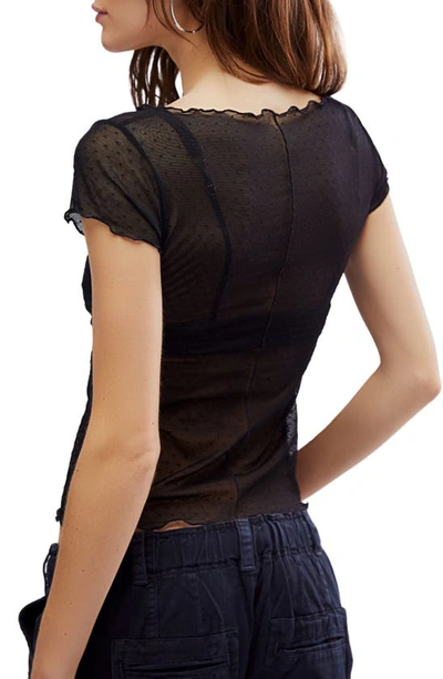 Shop Free People On The Dot Mesh Baby Tee In Black
