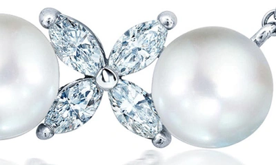 Crislu Cultured Pearl & Cubic Zirconia Pendant Necklace In Pearl/ Ivory