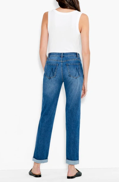 Nic + Zoe Cuffed High Waist Straight Leg Girlfriend Jeans In Atlantic