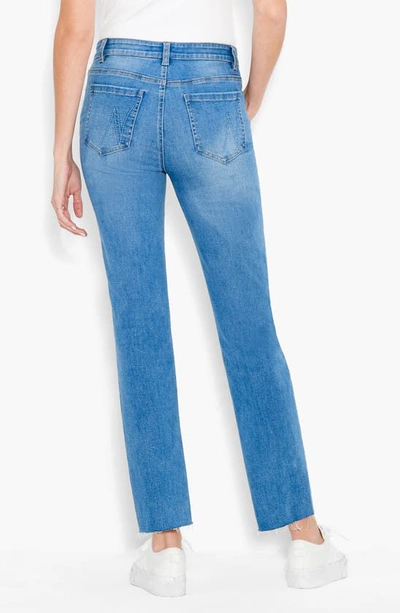 Shop Nic + Zoe Nic+zoe High Waist Raw Hem Ankle Straight Leg Jeans In Horizon