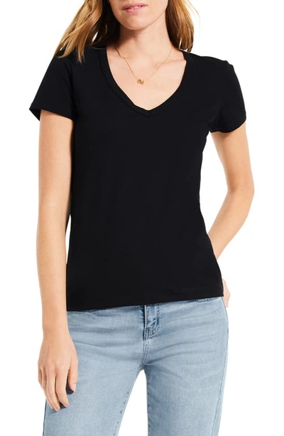 Shop Nic + Zoe Perfect V-neck Cotton Blend T-shirt In Black Onyx