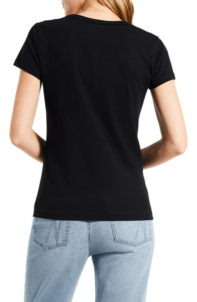 Nic + Zoe Womens V-neck Cuffed Sleeves T-shirt In Black Onyx