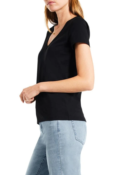 Nic + Zoe Womens V-neck Cuffed Sleeves T-shirt In Black Onyx