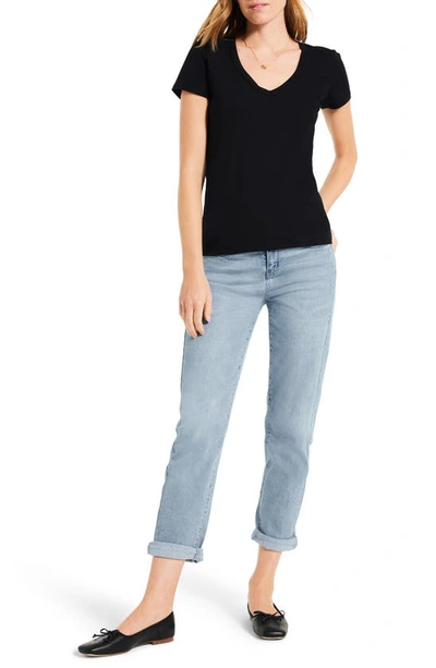 Shop Nic + Zoe Nic+zoe Perfect V-neck Cotton Blend T-shirt In Black Onyx