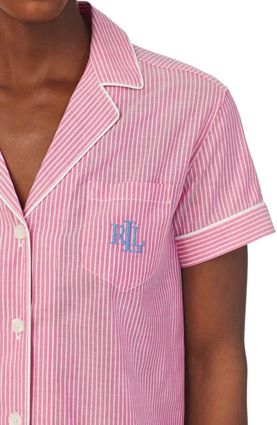 Shop Lauren Ralph Lauren Stripe Short Pajamas In Pink Stripe