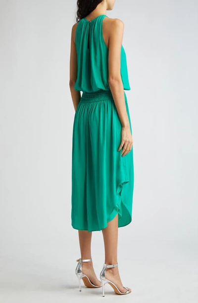 Shop Ramy Brook Audrey Smocked Waist Sleeveless Midi Dress In Sea Green