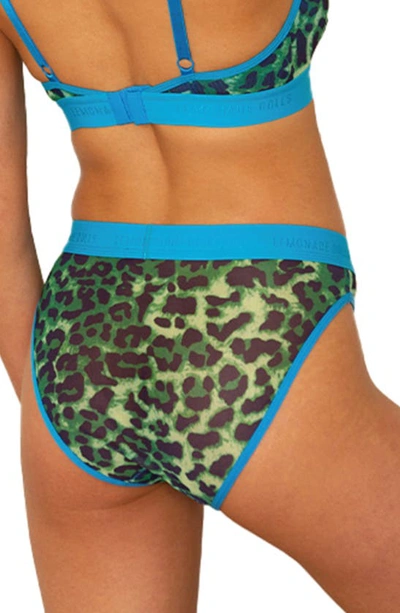 Lemonade Dolls The Soft Mesh Animal Print Cheeky Briefs In Green Leopard