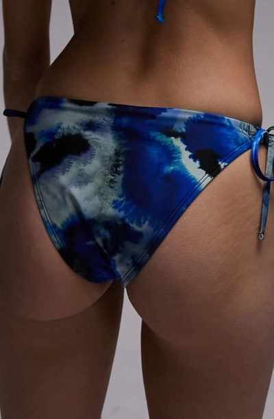 Shop Topshop Side Tie Bikini Bottoms In Blue Multi
