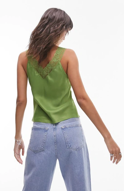Shop Topshop Contrast Lace Sleeveless Top In Light Green