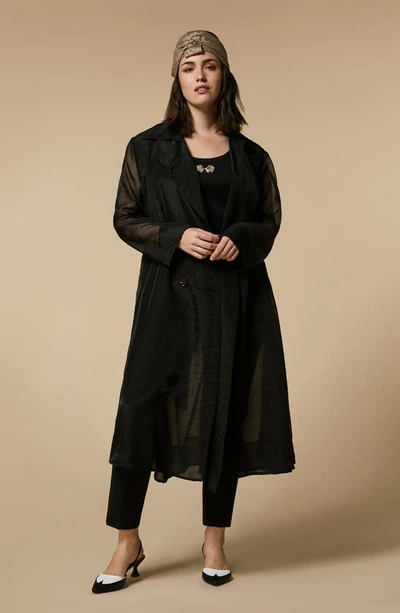Shop Marina Rinaldi Organza Trench Coat In Black