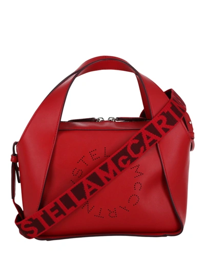 Shop Stella Mccartney Logo Line Crossbody Bag In Red