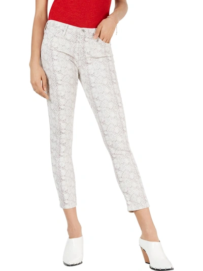 Shop Ag Womens Denim Animal Print Ankle Jeans In White