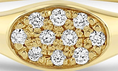 Shop Zoë Chicco Pavé Diamond Signet Ring In 14k Yellow Gold