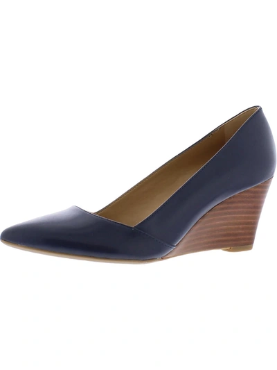Shop Franco Sarto Frankie Womens Leather Slip On Wedge Heels In Blue