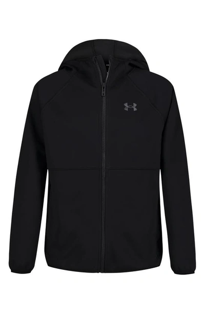 Shop Under Armour Kids' Soft Shell Water Repellent Hooded Zip Jacket In Black