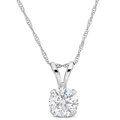 Mimi & Max 1ct Tdw Lab-grown Diamond Solitaire Pendant With Chain In 14k White Gold In White