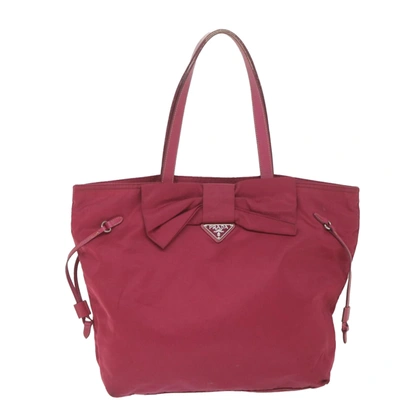 Shop Prada Ribbon Synthetic Tote Bag () In Pink