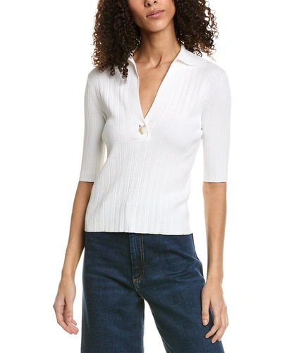 Shop Vince Elbow-sleeve Polo Sweater In White