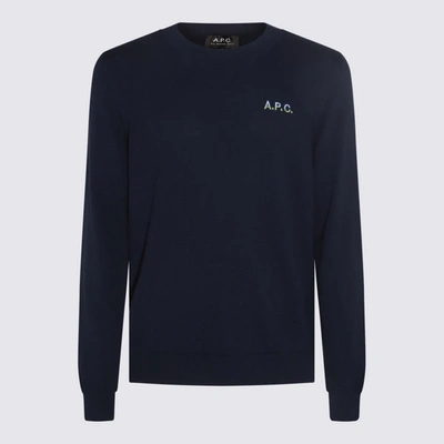 Shop Apc A.p.c. Navy Blue Cotton Jumper In Marine/bleu Clair