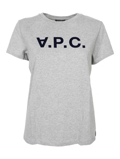 Shop Apc A.p.c. T-shirt Logo Clothing In Grey