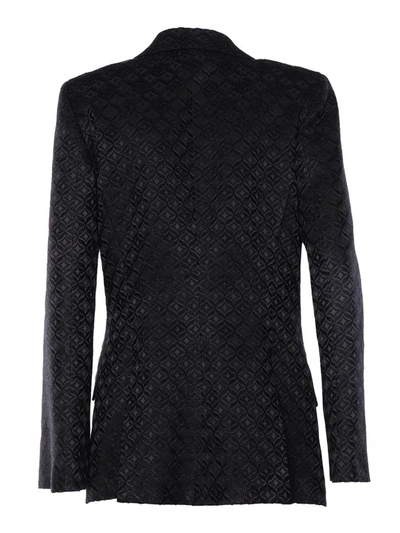 Alberta Ferretti Jacquard Monogram Blazer In Black