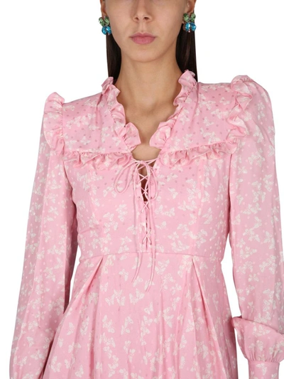 Shop Alessandra Rich Butterfly Print Dress In Pink