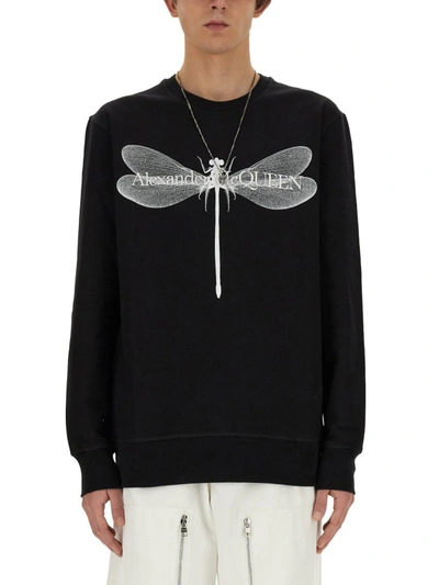 Shop Alexander Mcqueen "dragonfly" Sweatshirt In Black