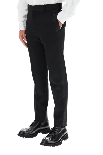 Shop Alexander Mcqueen Barathea Tuxedo Trousers In Black