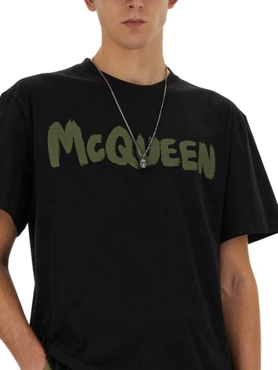 Shop Alexander Mcqueen Graffiti Logo T-shirt In Multicolour