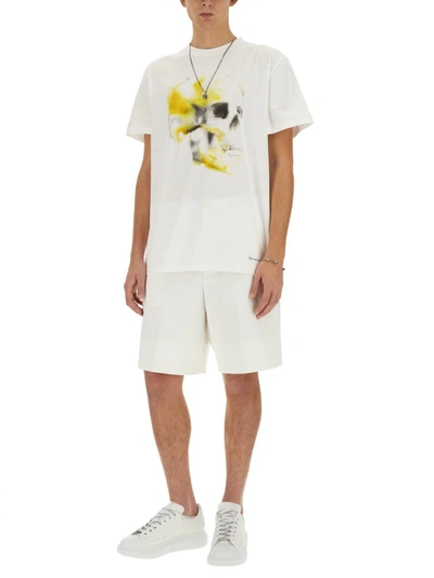 Shop Alexander Mcqueen Obscured Skull T-shirt In White