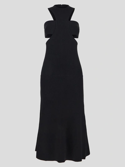 Shop Alexander Mcqueen Ribbed Knit Dress In Black