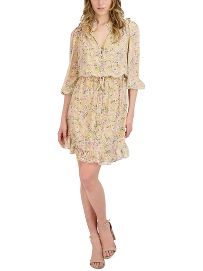 Shop Bcbgeneration Womens Floral Print Short Mini Dress In Multi
