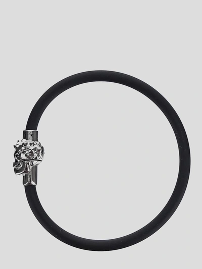 Shop Alexander Mcqueen Rubber Cord Studded Skull Bracelet