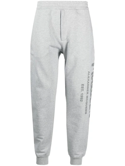 Shop Alexander Mcqueen Trousers In Pale Grey/tonal