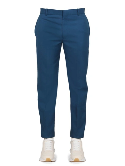 Shop Alexander Mcqueen Wool Pants In Blue