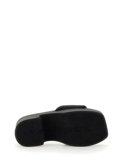 Shop Alexander Wang Slide Platform Sandal With Logo In Black