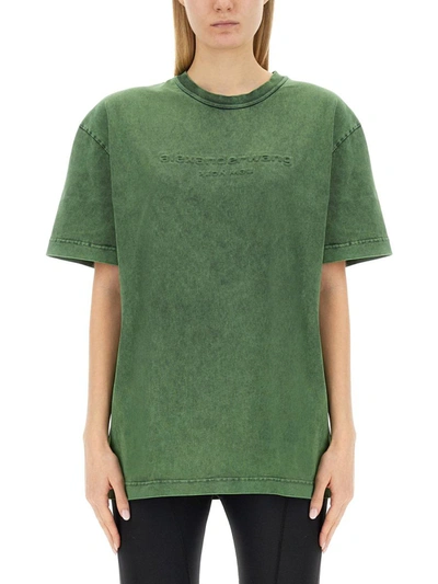 Shop Alexander Wang T-shirt With Logo In Green