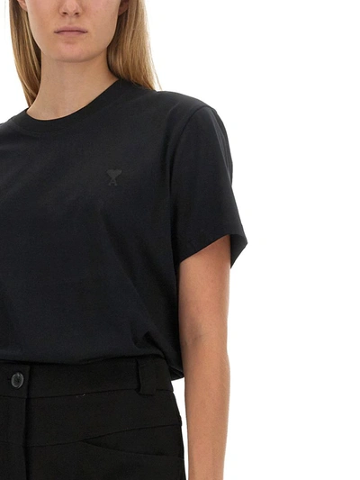 Shop Ami Alexandre Mattiussi Ami Paris T-shirt Con Ricamo Logo Unisex In Black